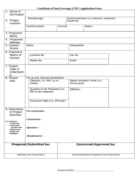 cnc application form
